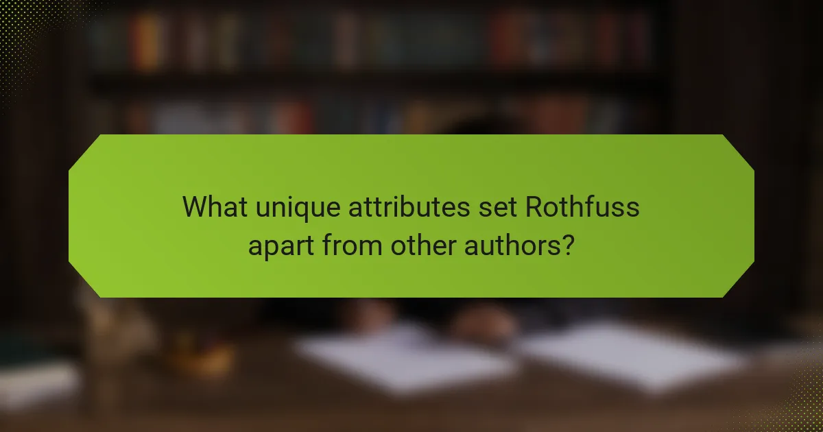 What unique attributes set Rothfuss apart from other authors?